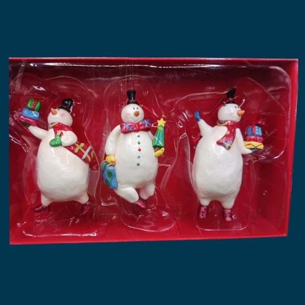 Set of 3 snowman christmas holiday  ornaments